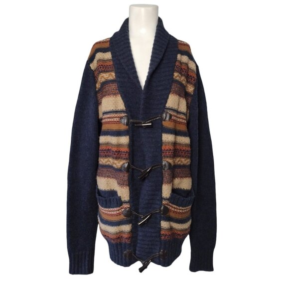 H&M Lambswool Blend Men's Shawl Cardigan Sweater Size M Toggle Boho Grandpa - Picture 2 of 9